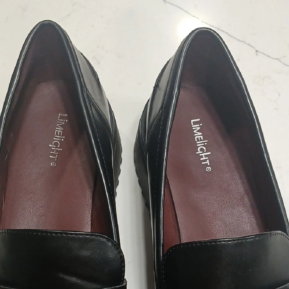 Black Loafers By Limelight Man Made Material, Sz 11, Gentle Useda little scratch
